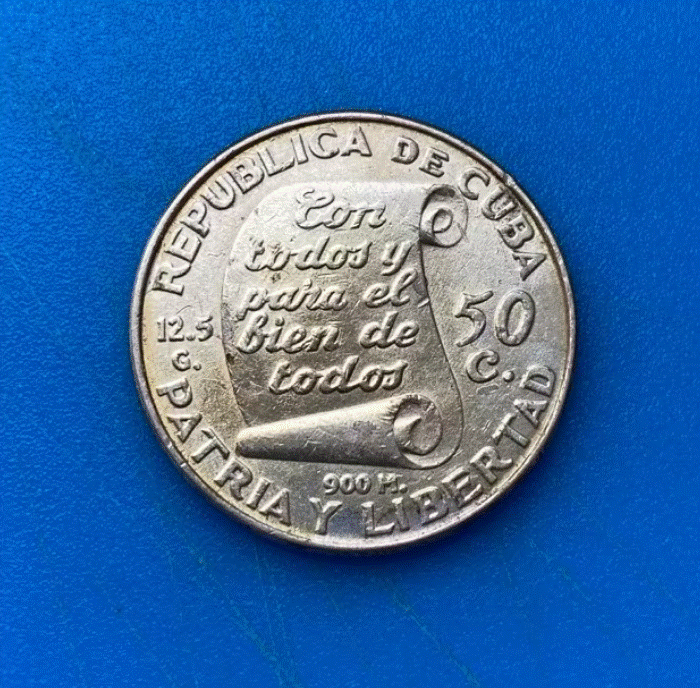  SILBER. -Kuba 50 Centavos 1953 Centenario de José Martí   