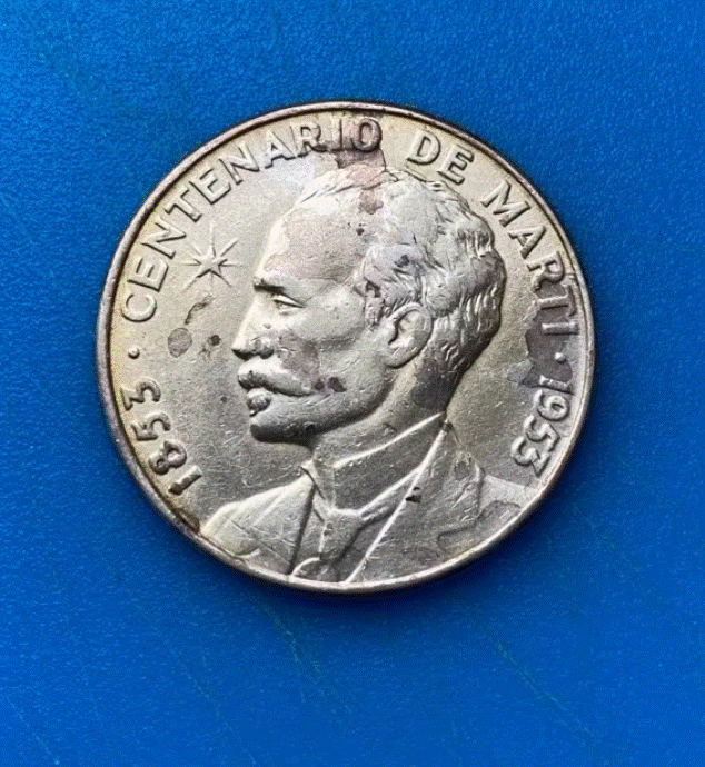  SILBER. -Kuba 50 Centavos 1953 Centenario de José Martí   