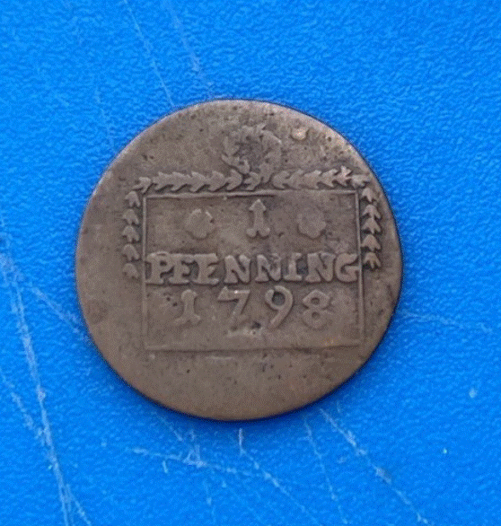  Altdeutschland Stadt Rostock 1 Pfennig 1798 Rostocker Greif Kupfermünze   
