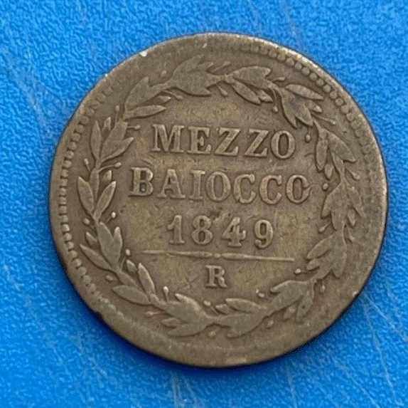  Kirchenstaat (Papststaat) Mezzo Baiocco 1849 R Papst Pius IX.   