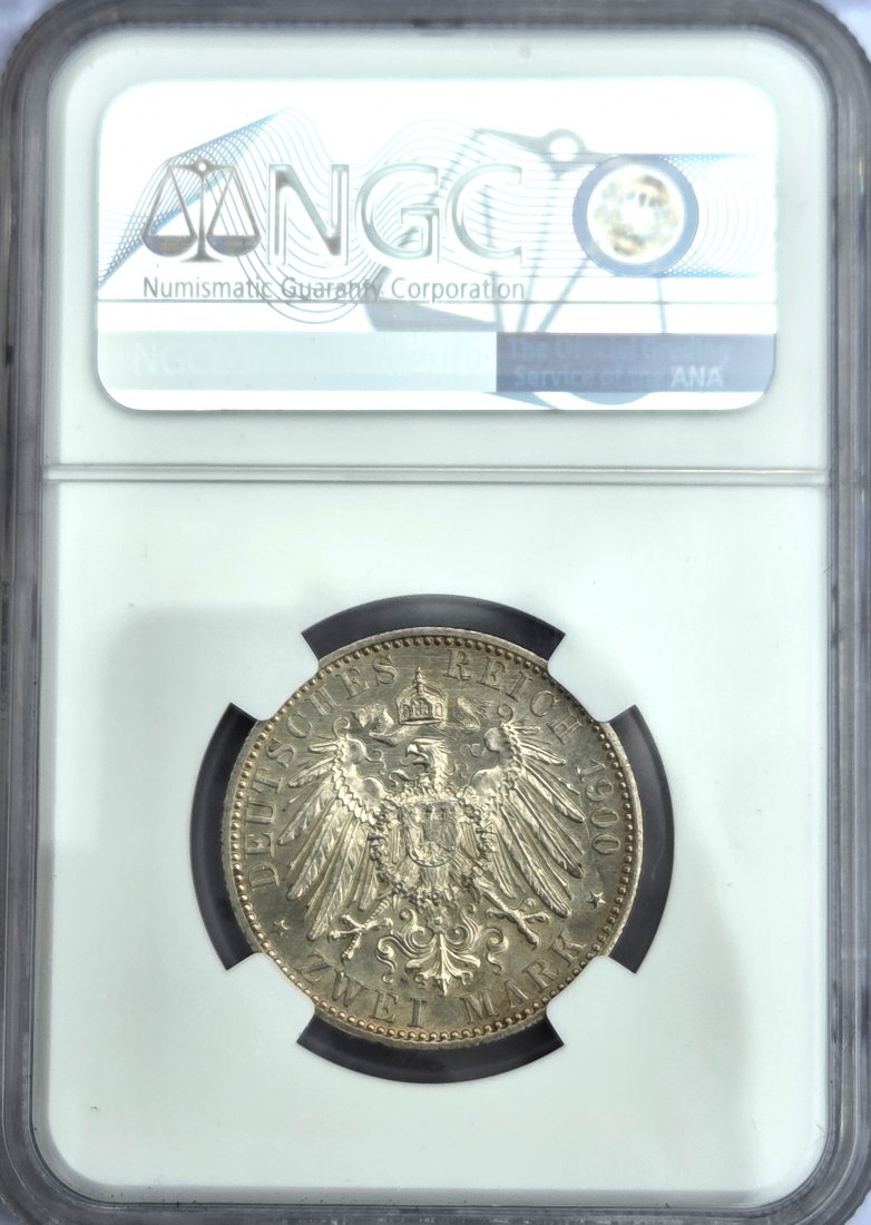  Oldenburg 2 Mark 1900 A Friedrich August 1900 - 1918 NGC MS62   