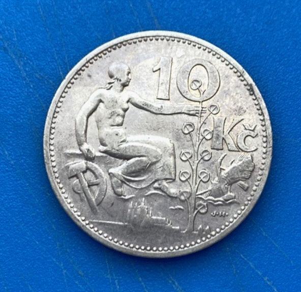  SILBER - Tschechoslowakei 10 Korun (Kč) 1931 Allegorie   