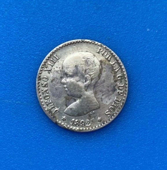  SILBER - Spanien 50 Céntimos 1892 König Alfons XIII.   