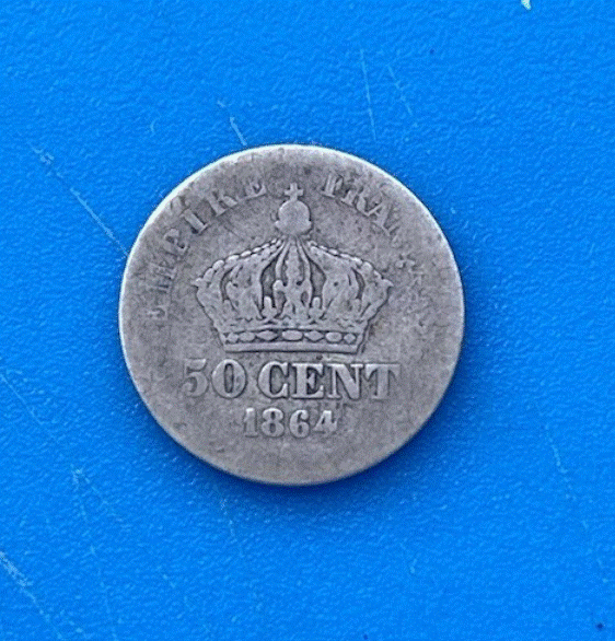  SILBER - Frankreich 50 Centimes 1864 Kaiser Napoleon aIII.   