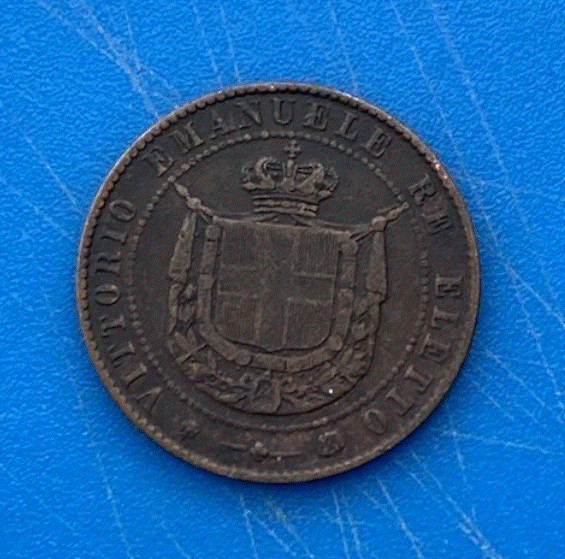  Italien 5 Centesimi 1859 | Wappen | Kupfer (BN) | Erhaltungsgrad: Gut   