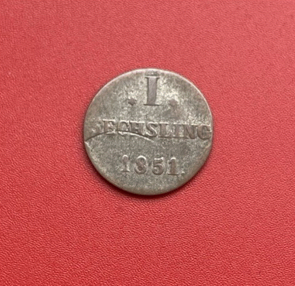  SILBER - Hamburg Freie Hansestadt 1 Sechsling 1851  Altdeutschland   