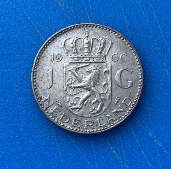  SILBER - Niederlande 1 Gulden 1966 Juliana Silbermünze Holland   
