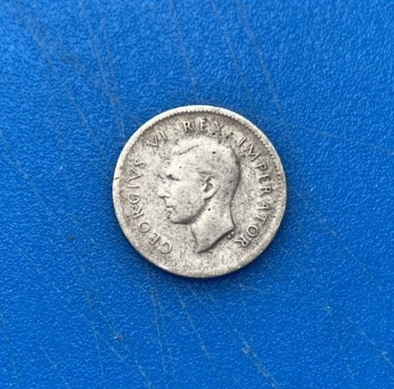  SILBER - Südafrika 3 Pence 1943 Silbermünze Georg VI South Africa   