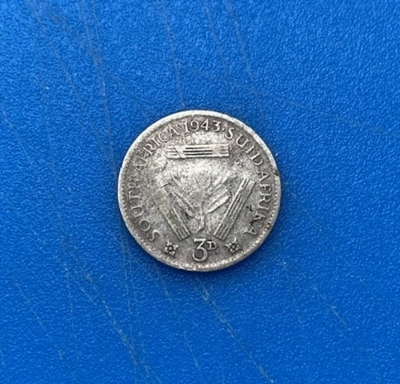  SILBER - Südafrika 3 Pence 1943 Silbermünze Georg VI South Africa   
