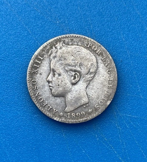  Spanien 1 Peseta 1899 Alfonso XIII Silber Silbermünze   