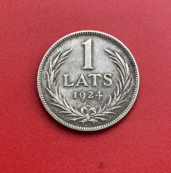  SILBER - Lettland 1 Lats 1924 Silbermünze Latvijas Republika Wappen   