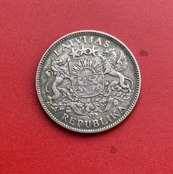  SILBER - Lettland 1 Lats 1924 Silbermünze Latvijas Republika Wappen   
