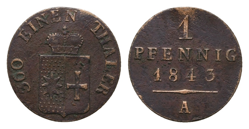  Altdeutschland; Kleinmünze 1843   