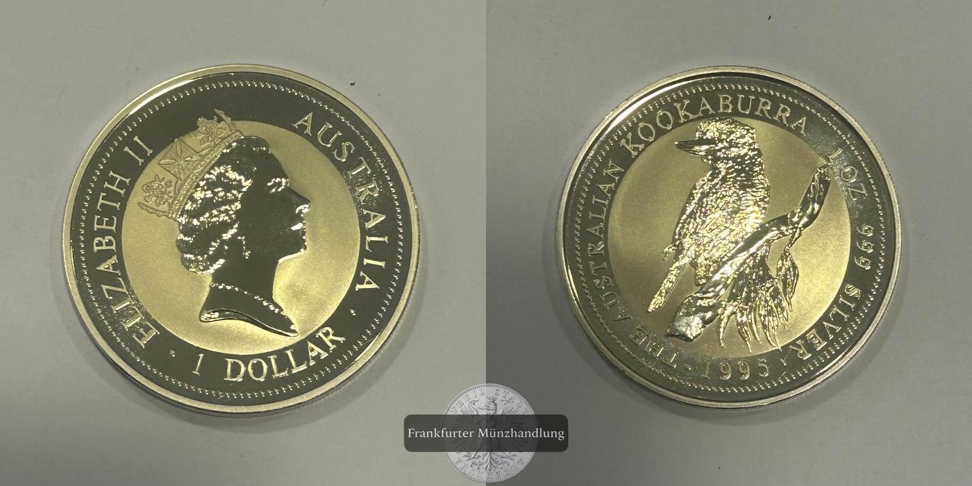  Australien 1 Dollar Elizabeth II(Australian Kookaburra) 1995 FM-Frankfurt KM#260 Feinsilber: 31,072g   