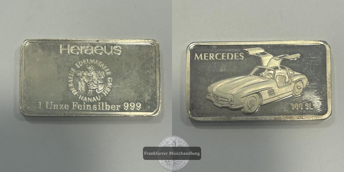  Deutschland Silberbarren 1oz Heraeus Mercedes FM-Frankfurt Feinsilber: 31,1g   