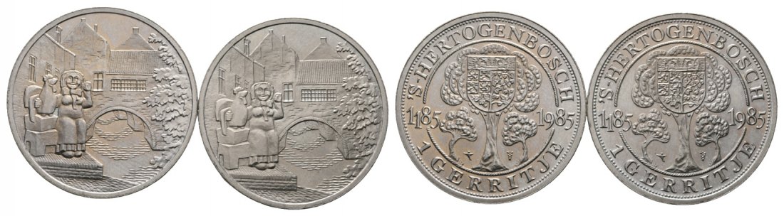  Niederlande; 2 Kleinmünzen 1985   
