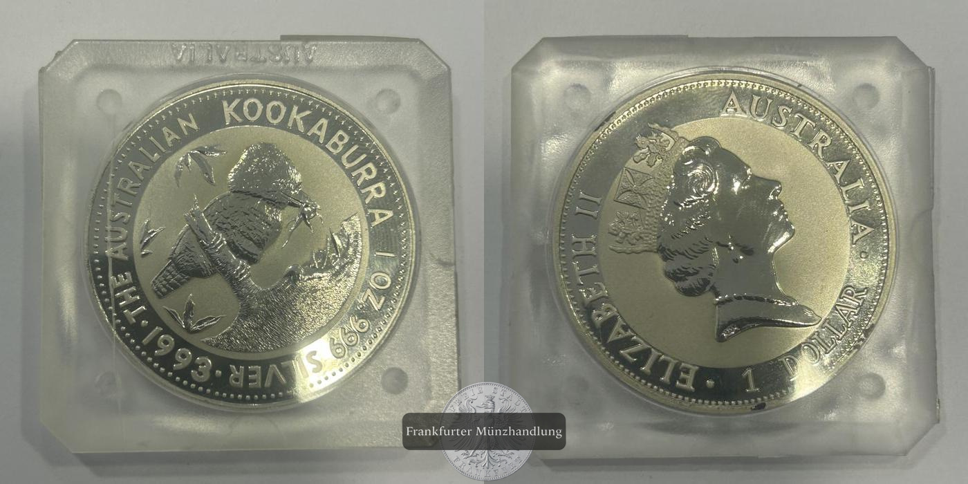  Australien 1 Dollar Elizabeth II(Australian Kookaburra) 1993 FM-Frankfurt KM#212 Feinsilber: 31,072g   