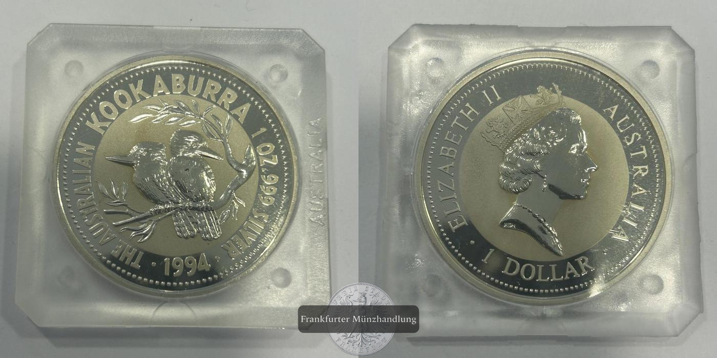  Australien 1 Dollar Elizabeth II(Australian Kookaburra) 1994 FM-Frankfurt KM#212 Feinsilber: 31,072g   