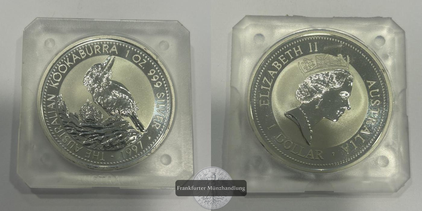  Australien 1 Dollar Elizabeth II(Australian Kookaburra) 1997 FM-Frankfurt KM#318 Feinsilber: 31,072g   