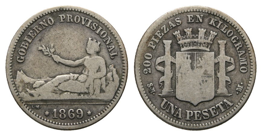  Spanien, 1 Peseta 1869   