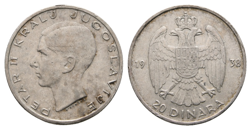  Jugoslawien, 20 Dinara 1938   