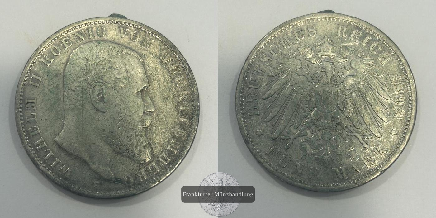  Deutschland 5 Mark - William II 1898 F FM-Frankfurt KM#632 Feinsilber: 25,000g   