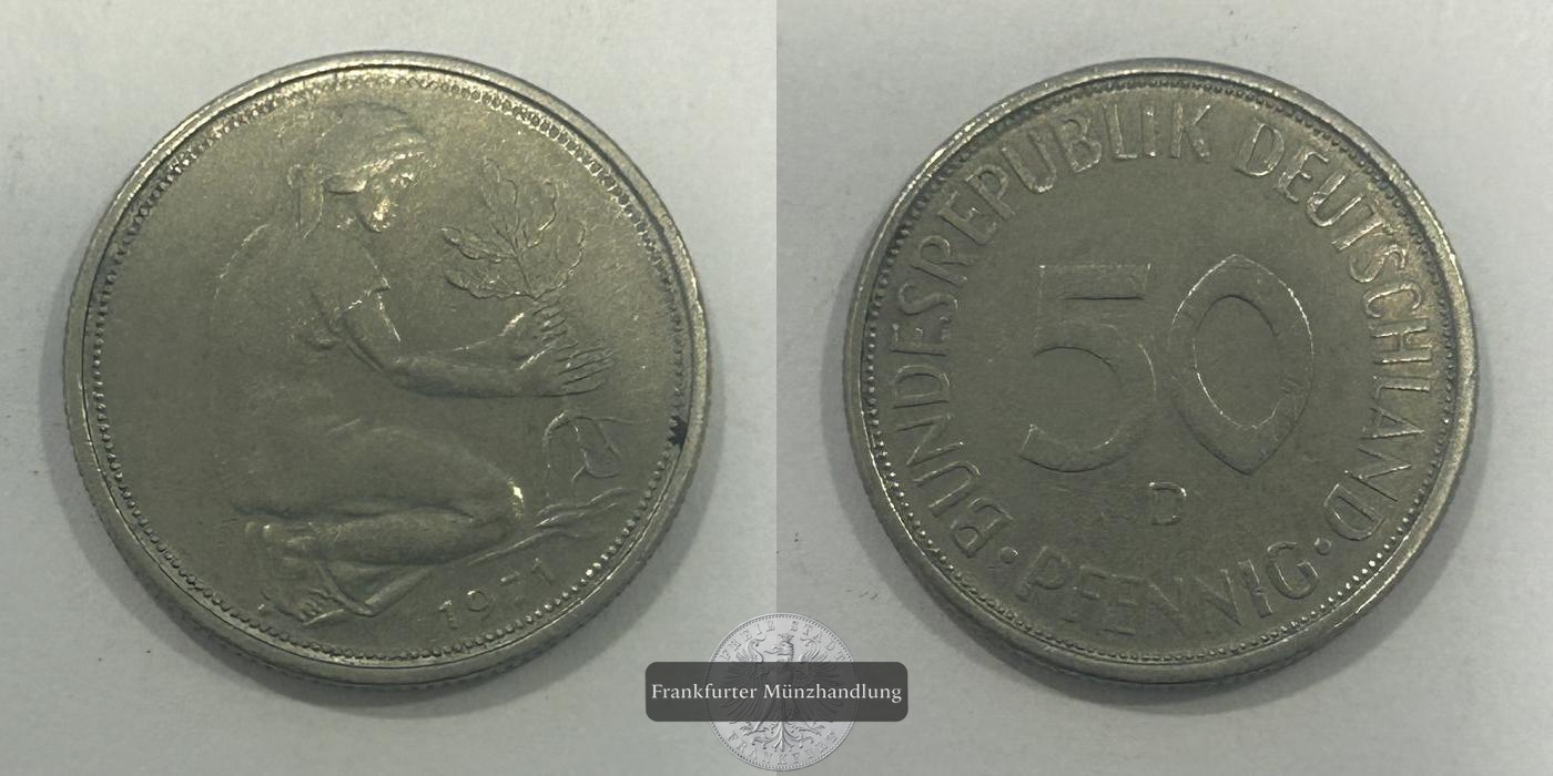  Deutschland 50 Pfennigs 1971 FM-Frankfurt KM#109.1   