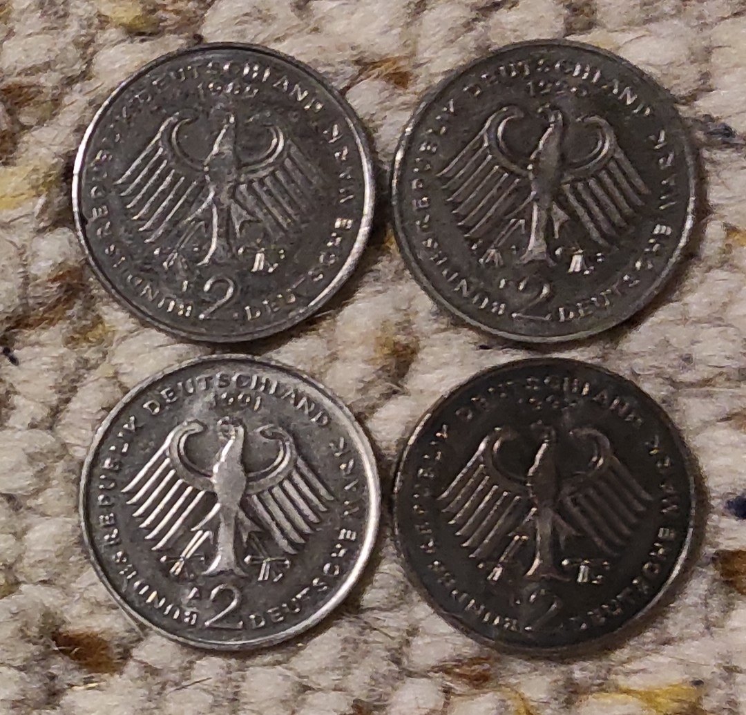  d047: Münzlot mit 4 x 2 Mark Ludwig Erhard   