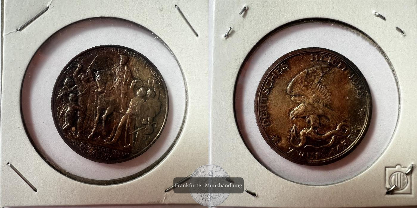  Deutsches Kaiserreich. 2 Marks - William II  1913 FM-Frankfurt KM#532 Feinsilber: 10g   