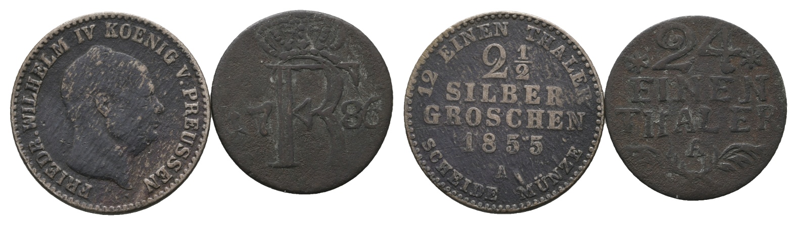  Altdeutschland; 2 Kleinmünzen 1855/1786   