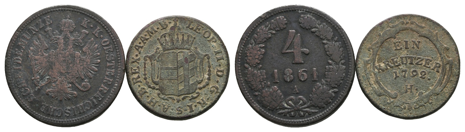 Altdeutschland; 2 Kleinmünzen 1861/1792   