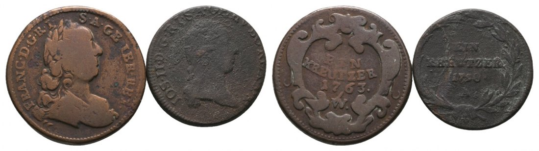  Altdeutschland; 2 Kleinmünzen 1763/1750   