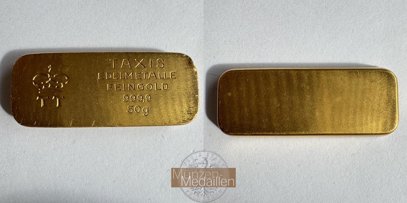  Deutschland Thurn und Taxis Edelmetalle Goldbarren MM-Frankfurt Feingold: 50g   