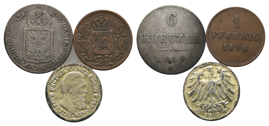  Altdeutschland; 3 Kleinmünzen   