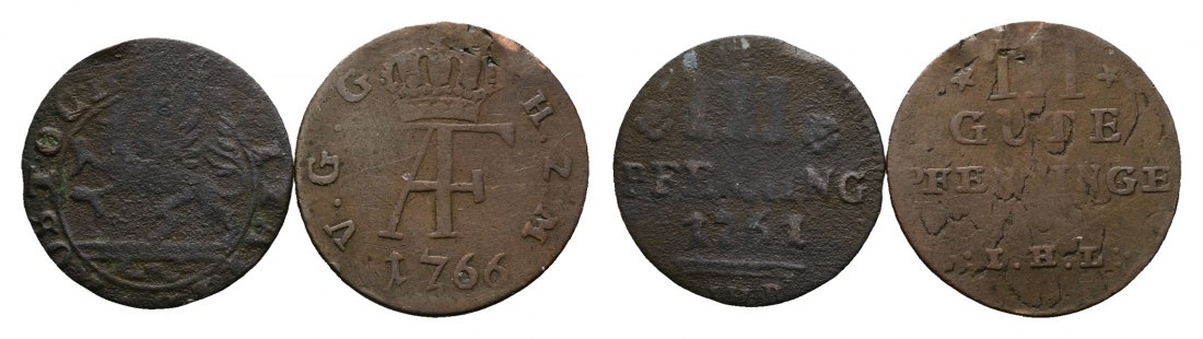  Altdeutschland; 2 Kleinmünzen 1761/1766   