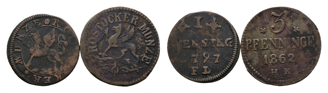  Altdeutschland; 2 Kleinmünzen 1797/1862   