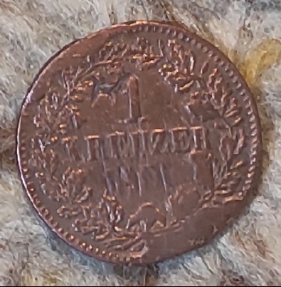  Baden 1 Kreuzer 1861 , beschädigt   