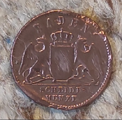  Baden 1 Kreuzer 1861 , beschädigt   