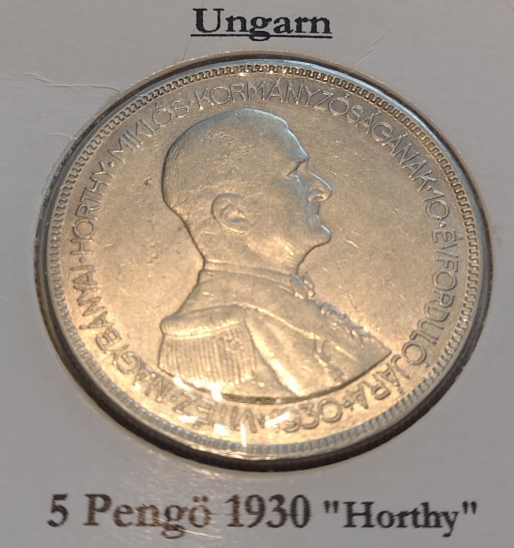  Ungarn, silbermünze 5 pengö 1930   