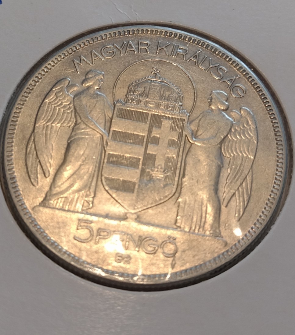  Ungarn, silbermünze 5 pengö 1930   