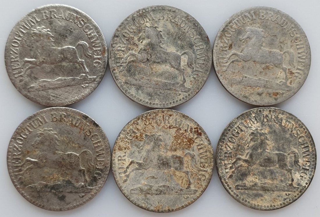  BRAUNSCHWEIG: KRIEGSNOTGELD: 50 Pfennig 1918 / HERZOGTUM 6 Münzen Konvolut #8   