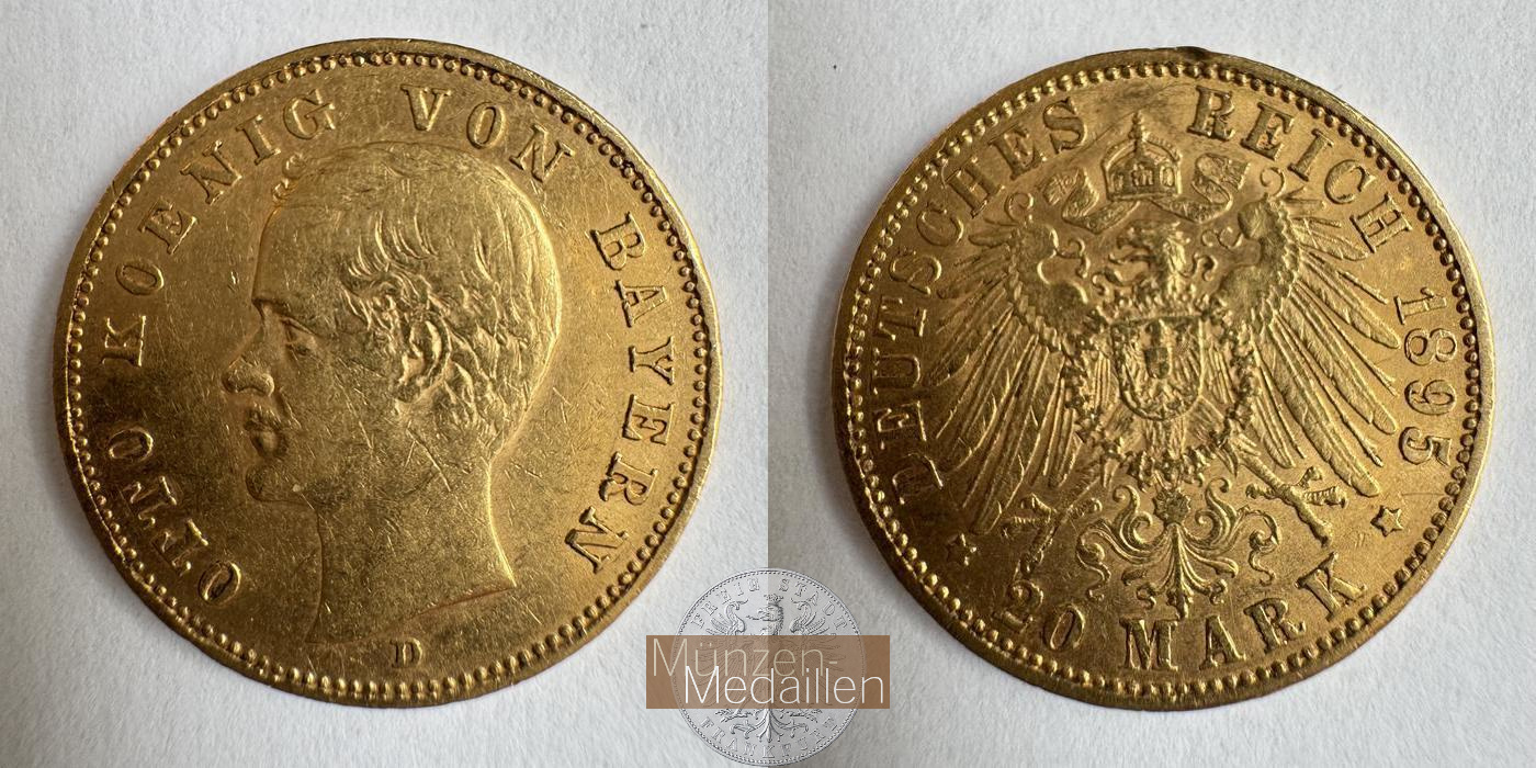 Bayern, Kaiserreich 20 Mark MM-Frankfurt KM#920 Feingold: 7,17g Otto 1895 D 