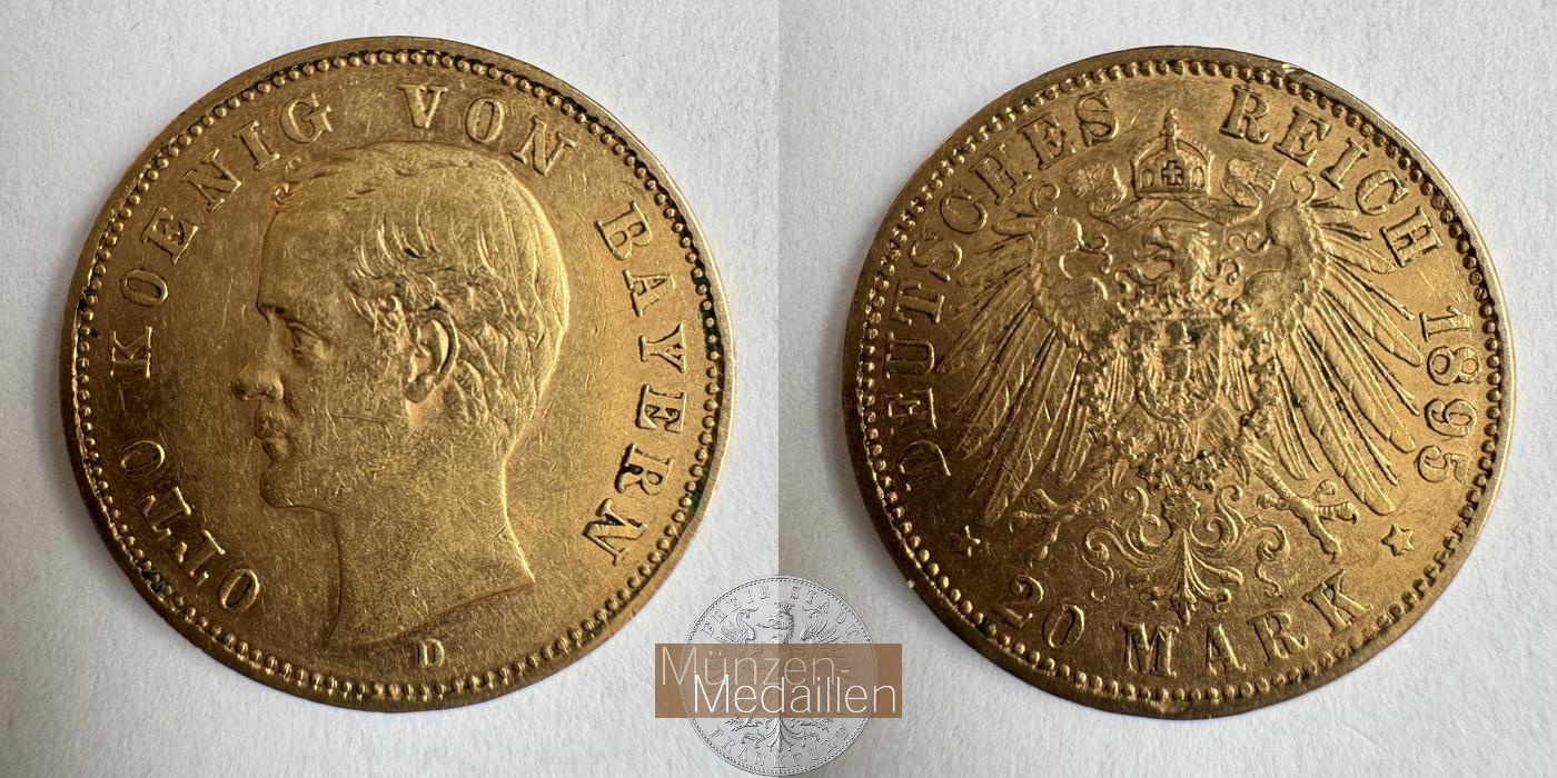 Bayern, Kaiserreich 20 Mark MM-Frankfurt KM#920 Feingold: 7,17g Otto 1895 D 