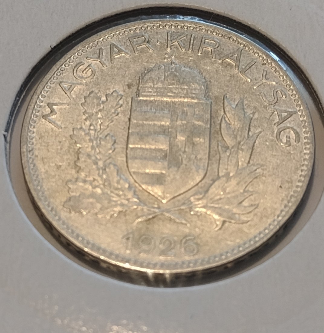  Ungarn, Silbermünze 1 pengö 1926   