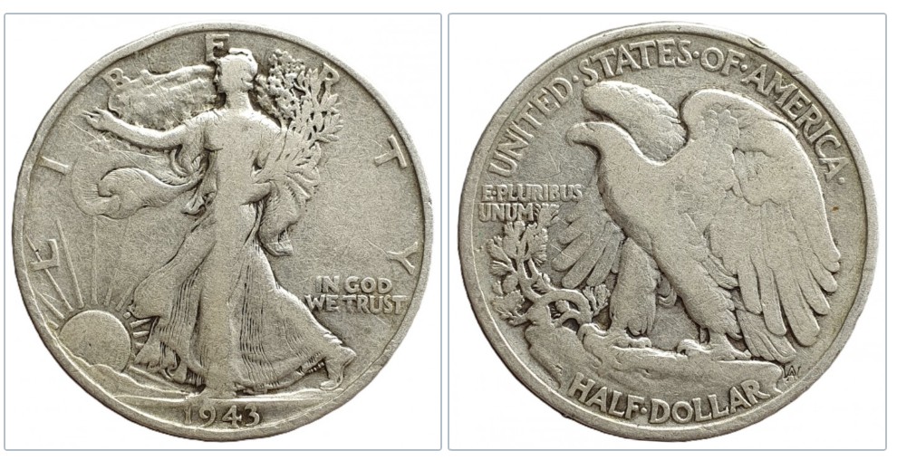  USA ½ Dollar 1943 – Walking Liberty Half Dollar – Klassischer Silber 11,25g fein - Philadelphia   