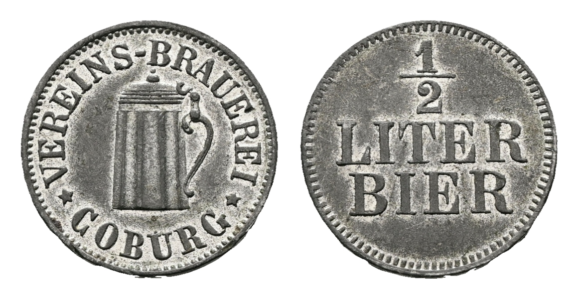  Bayern; Coburg Vereins-Brauerei; G1/2 Liter Bier; Menzel 4588 in Zinn   