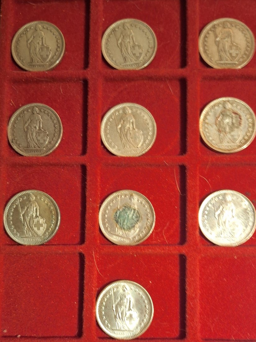  Schweiz 10x2 Franken Silberlot bis 1967 Gewicht 83,5g fein   