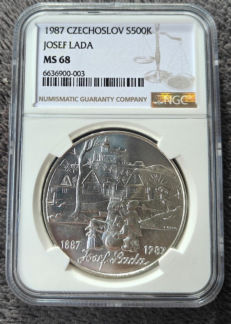  Tschechoslowakei 500 Kronen Silber 1987 100. Geburtstag von Josef Lada NGC 68   