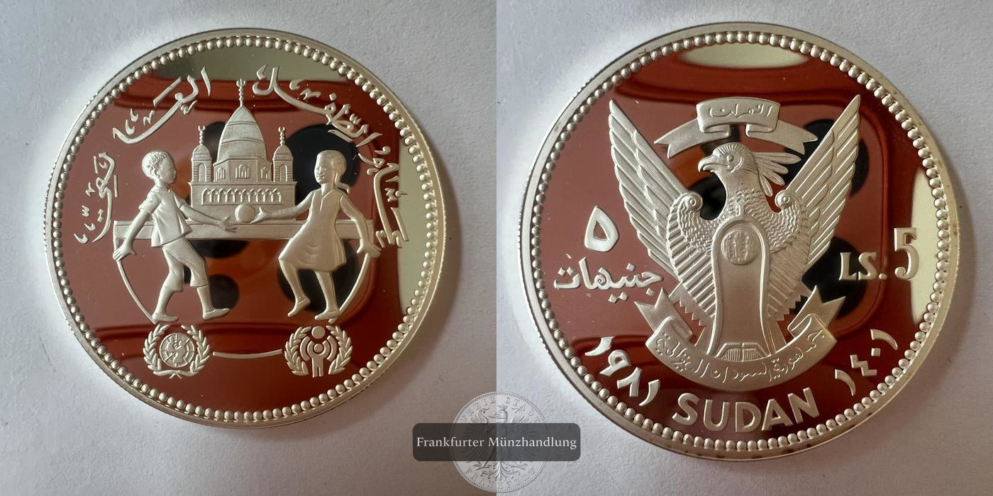  Sudan 5 Pounds (IYC) 1401 (1981) Proof FM-FRANKFURT KM#87 Finesilber: 18g   