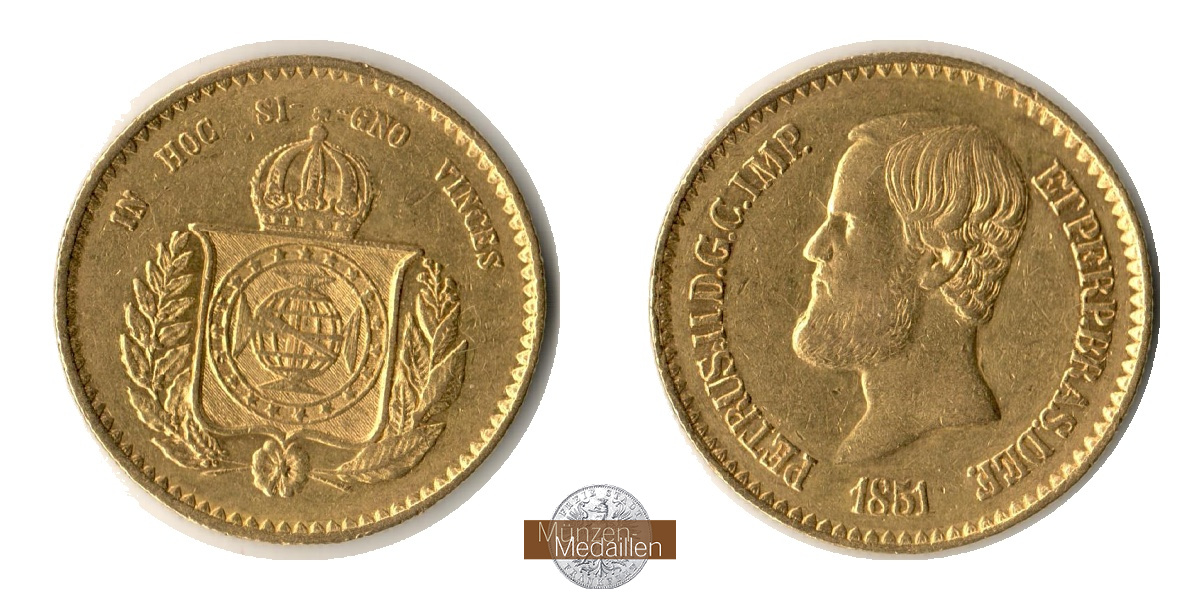  Brasilien 20.000 Réis 1851 MM-Frankfurt Feingold: 16,44g   